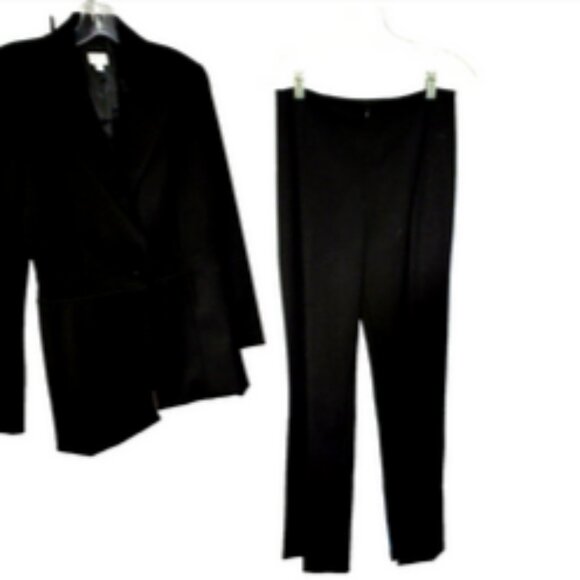 Cachè Womens Black Knit Single Button Blazer Slim Pant Suit Size 6 - Picture 5 of 7